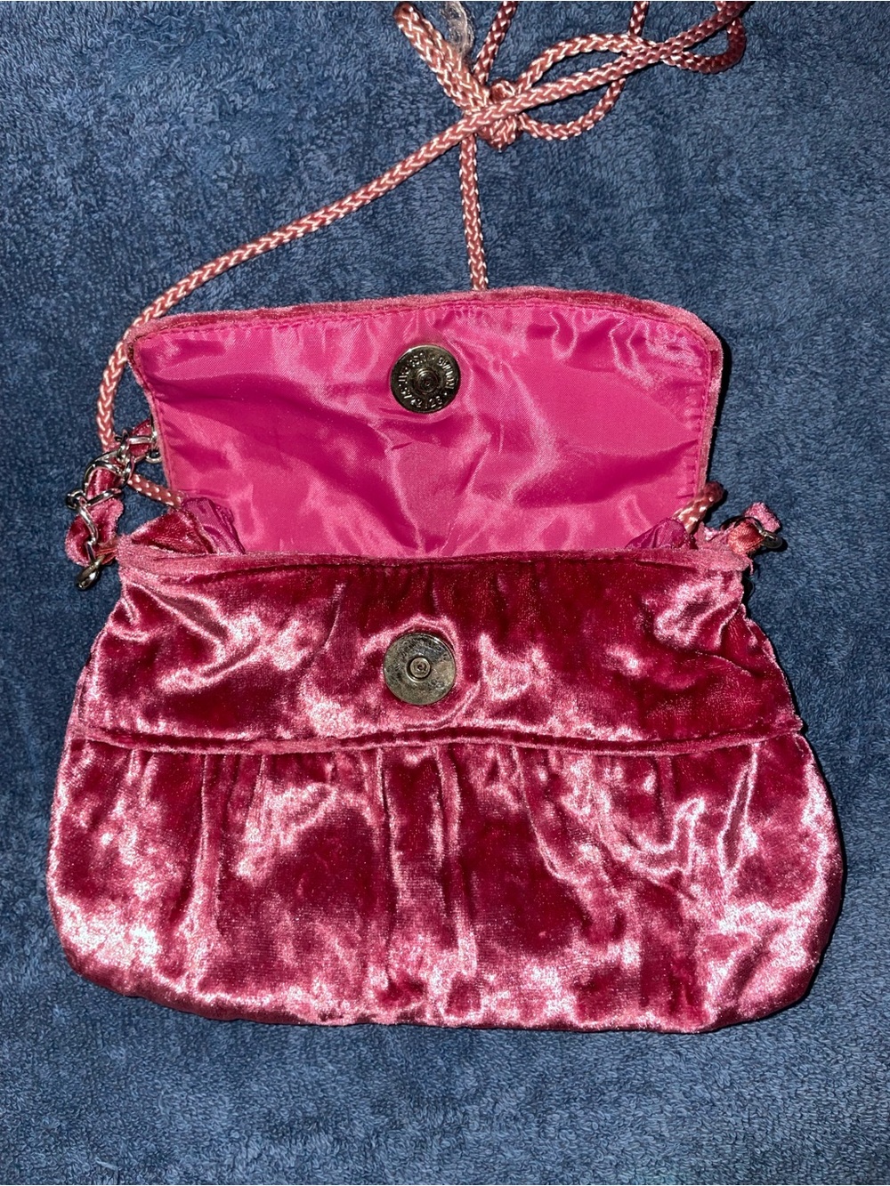 Velvet Crossbody Bag in Dark Raspberry Pink
